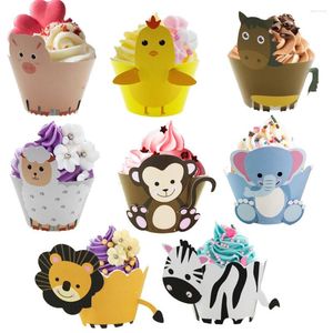 Party Decoration 1Pack Carton Farm Animal Cake Wrappers Wild Paper Wrapper For Kids Jungle Safari Decorations Födelsedagsmaterial