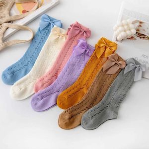 Kids Socks New Summer Bow Baby Girl Preschool Long Knee High Cotton Mesh Spanish Style Breathable 0-8 Years d240513