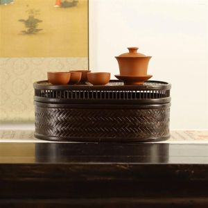 Tea Trays Handmade Home Dust-proof Japanese Bamboo Set Storage Basketball Machine Crafts Multi-function Cosmetic Box Tray