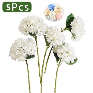 Dekorative Blumen 5pcs 15.4in künstliche Hortensie Seidenstrauß Stängel FAUX FALL FÜR Hochzeits Mittelstücke Party Tisch Kern Wohnheimdekoration