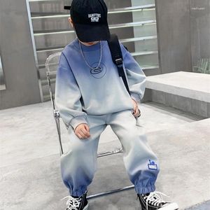 Clothing Sets Boys Sweatshirts Pants Kids Suits 2PCS/Set Cotton 2024 Vintage Spring Autumn Jogging Suit Teenagers Children