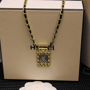 Perfume Bottle with Diamond Number 5 Necklace Female Autumn and Winter Fashion Pearl Double layer Collar Chain Sweater Charm