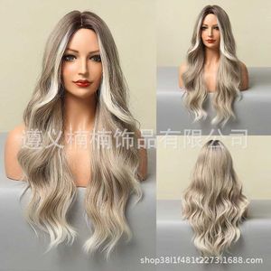 New Fashion Center Split Wave Light and Thin Natural Mixed Color Light Gold Head Cover