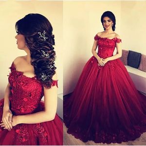 Stylish Plus Size Burgundy Long Evening Dresses Lace-Up Sweetheart Strapless Masquerade Ball Gown Prom Dress with Appliques 245P