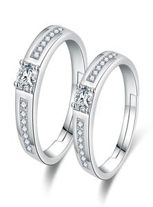 925 srebrne obrączki ślubne dla kobiet mężczyźni obiecują pary biżuterii miłośnicy pierścienia palców Pierścień cyrkonu prezent regulowany rozmiar WH4930658
