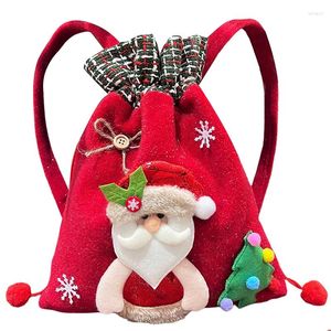 Noel Süslemeleri Drawstring Sırt Çantası Goody Tedavi Çantaları Noel Baba Elk Kardan Adam Çocuklar İçin Tatil Partisi