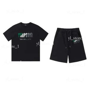 Herren T -Shirts Kleidung Trapstar T -Shirt Set Sticked Chenille dekodiert Chort Ice Aromen und Damen Shorts Baumwollmaterial