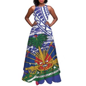 Zweiteilige Kleid Luxusparty Maxi Damen tragen haitianische Flaggendesigner polynesische ärmellose Sommerlange Sunskirt 2022 Q240511