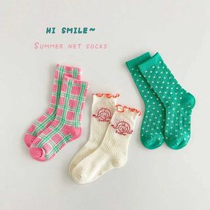 Kids Socks Spring socks baby girls thin socks summer 3 pairs of fancy lace polka dot lace socks mid calf cotton socks childrens socks d240513