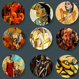 Estatuetas decorativas artista espanhol de 8/10 polegadas Picasso pintura de parede prato de parede de parede de cerâmica colorida bar de fundo de fundo