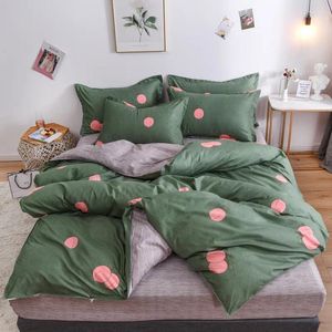 Bedding Sets Home Peach Fruit Green Green Pattern Bed Capa Conjunto de edredão infantil lençóis adultos para crianças e travesseiros Consolador