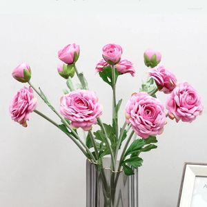 Decorative Flowers Artificial Peony Tea Rose Camellia Ranunculus Silk Fake Flower Flores For DIY Home Garden Wedding Decoration Bouquet