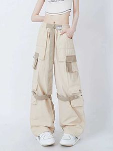 Frauenhose Capris JMPRS Harajuku American Cargo Hosen Frauen Patchworktaschen gerade Hosen Retro High Taille Lose BF Strtwear Wide Leg Pant Y240509
