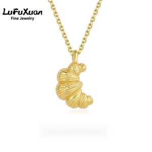 Pendanthalsband Lufuxuan 925 Silver Cold Wind Fold New Moon Vintage Bullhorn Bag Necklace Girl Halsband J240513