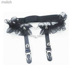 Garters Sexy lace elastic flower hanger handmade Lolita Kawaii large heart-shaped leather leg hanger with pointed thick shoulder straps WX