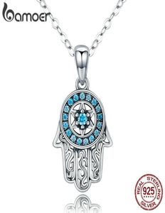 Bamoer äkta 925 Sterling Silver Trendy Fatima039s Guarding Hand Pendant Halsband Kvinnor Fina silver smycken gåva SCN264 Y2007073711410