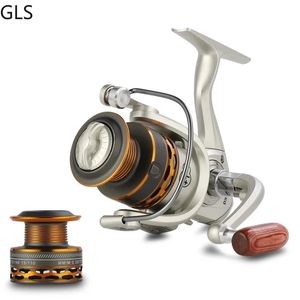 Double Spool Fishing coil Wooden handshake 12 1BB Spinning Fishing Reel Professional Metal Left/Right Hand Fishing Reel Wheels 240511