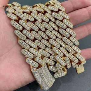 Factory Wholesale Drop Shipping VVS Moissanite Diamond Sier Cuban Link Chain 15Mm 18Mm Hip Hop Necklace Men Jewelry