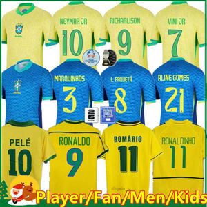 Soccer Jerseys 2024 BrazilS soccer jerseys MARCELO PAQUETA NERES NEYMAR JR COUTINHO FIRMINO JESUS VINI JR 1970 1978 1998 BrasilS kids kit Men football shirt