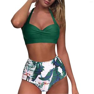 Frauen Badebekleidung 2024 Sexy High Taille Bikinis Florius Print Tankini Halfer Bikini Set Brasilian 2 Stück Badeanzug Plus Größe xxl