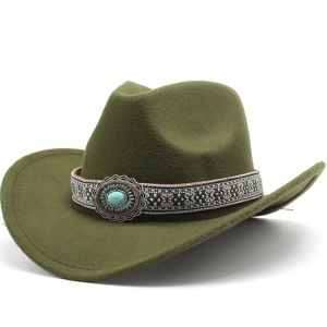 Kvinnliga män fedoras hatt för vuxen elegant lady trilby kände homburg kyrka jazzhatt 55-58 cm cowboy hatt 7cm grimhatt