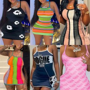 2024 Summer Designer Womens Sexy Dresses Camisole Dress Bekväm Summer Randig Slim Fit Suspender Vest kjolar