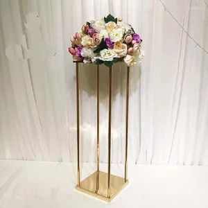 Mum Tutucular 12 PCS) Kare Düğün Metal Altın Çiçek Vazo Sütunu Merkezi Dekorasyon Yudao1080