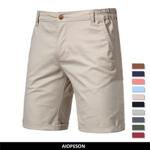 Summer 100% Cotton Solid Shorts Men High Quality Casual Business Social Elastic Waist Men Shorts 10 Colors Beach Shorts 240513
