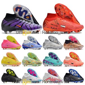 ギフトバッグメンズハイアンクルフットボールブーツRonaldo CR7 VAPORES 15 XV ELITE SG CLEATS FORN GROUND MBAPPE 9 NEYMAR ACC ZOOMS SOCCER SHOESトップアウトドアトレーナーBotas De Futbo