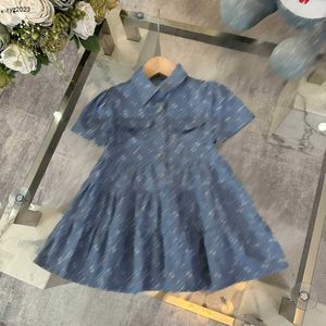 Fashion Baby Salia Blue Denim Fabric Dress Tamanho de 100-150 cm Crianças roupas de grife