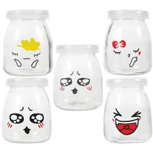 Storage Bottles 5pcs Glass Yogurt Pudding Jars With Lids For Jelly Mousse Jam Honey Wedding Shower Favors