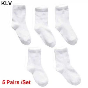 Детские носки 5 пары чистых белых носков для детей, мальчики и девочки Pure Cotton Sports Spring D240513