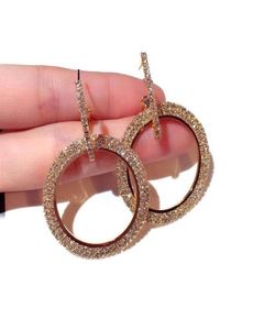 MENGJIQIAO 2018 New Fashion Statement Full Rhinestone Big Circle Earrings For Women Luxury Shiny Crystal Oval Long Pendientes S9148527404