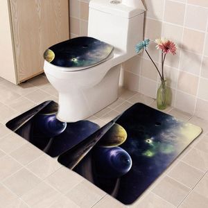 Tappetini da bagno CLOOCL WC a tre pezzi set di motivi stellato 3D non slip assorbente moquette WCU TIPO TIPO COPERCHIO COPERTURA