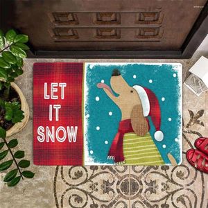 カーペットhx冬の玄関犬犬キャッチ雪をかいています