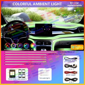 Decorative Lights Universal Car Ambient Lights 18 in1 Symphony 64 RGB Car Interior Acrylic Light Guide Fiber Optic Car Decoration Atmosphere Ligh T240509
