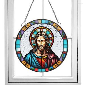 Dekorative Figuren Sonnenfänger Jesus Hanging Kristalle Buntglas Sonnencatcher Outdoor Dekor einzigartige Wandfensterbehänge für Garten