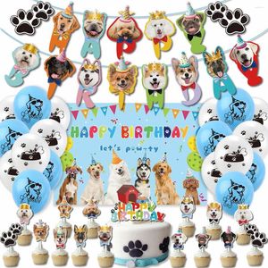 Dog Apparel Pet Theme Birthday Party Decoration Kit Bandle Bolo Inserir suprimentos de balão