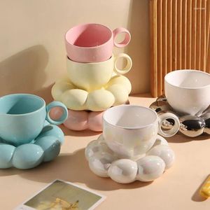Koppar fat vackra heronsbill keramiska koppar och fat för kaffe latte kreativa tepåterbord personliga bröllop födelsedagspresenter