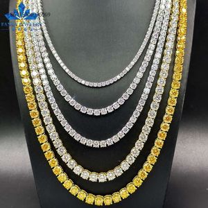 الجنيه الاسترليني Sier Gold مطلي GRA 6.5 ملم اللون الأصفر الذهبي VVS Round Round Moissanite Chain