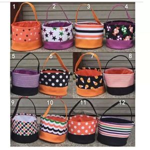 Polka Páscoa Crianças Canvas Bucket Pumpkin Dot Truque ou tratar a decoração de festas de bolsas de bolsa de doces SS1203 Decação