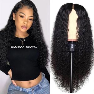Kinky Curly 360 Lace Frontal Brazilian Wig For black Women loose curly glueless synthetic lace front wig with baby hair blenched knots Dropshipping