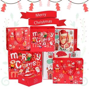 Gift Wrap 5/10pcs Christmas Bags Portable Cartoon Santa Claus Large Shopping Candy Clothing Packaging