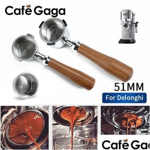 Filtri del caffè 51mm Portafilter senza fondo per Delonghi EC680 EC685 Filtro sostitutivo cesto espresso Hine Hine Cafe Accessori DR OT1UO