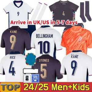 Jerseys de futebol 2024 Copa da Copa da Euro Inglaterra Camisa de futebol Bellingham Rashford Kane Jersey Soccer Team Home White Away Purple Men Kit Treinamento Saka Rice Foden Fodal