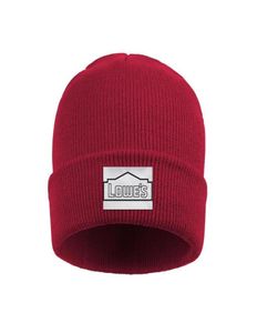 Fashion Lowe Linhas pretas Logotipo de melhoramento inverno relógio quente gorro chapéu de crochê de crochê lateral de lowe no fundo azul branco vermelho 6428824