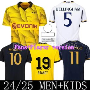 23 24 Jerseys de futebol de Bellingham Vini Jr 2023 Dortmunds Reus Reyna Sancho 2024 Real Madrids 2024 2025 MODRIC MBAPPE KROOS VALVERDE Rodrygo Camisa de futebol masculino Kits Kids Kits Kits