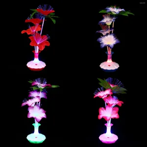 装飾花4 PCSディナーテーブル装飾ファイバー光学花瓶テーブルトップランプLEDライト人工プラスチックデスクトップチャイルド