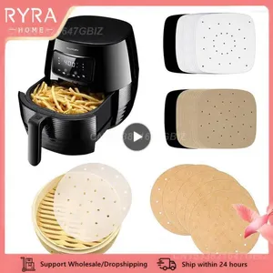 Double Boilers 1pcs Air Fryer Liners Anti-Stick Pad 6-9 polegadas a vapor de bambu Premium de papel premium de papel de papel para cozinha