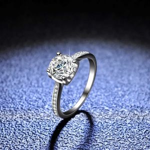 Anéis de casamento Deluxe Eternal Pt950 Platinum Ring for Womens Authentic com Certificado VVS D Color 1CT Moissanite Diamond Presente Q240511